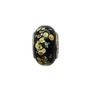 Pandora Rare! Klint -style Black with Multicolored Murano Glass & SS .925 Charm